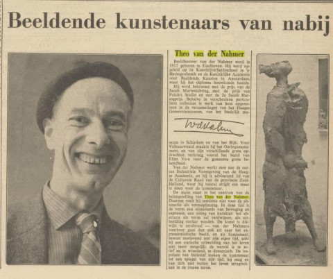 Theo van der Nahmer, portretfoto in Het vaderland, 3 december 1960.